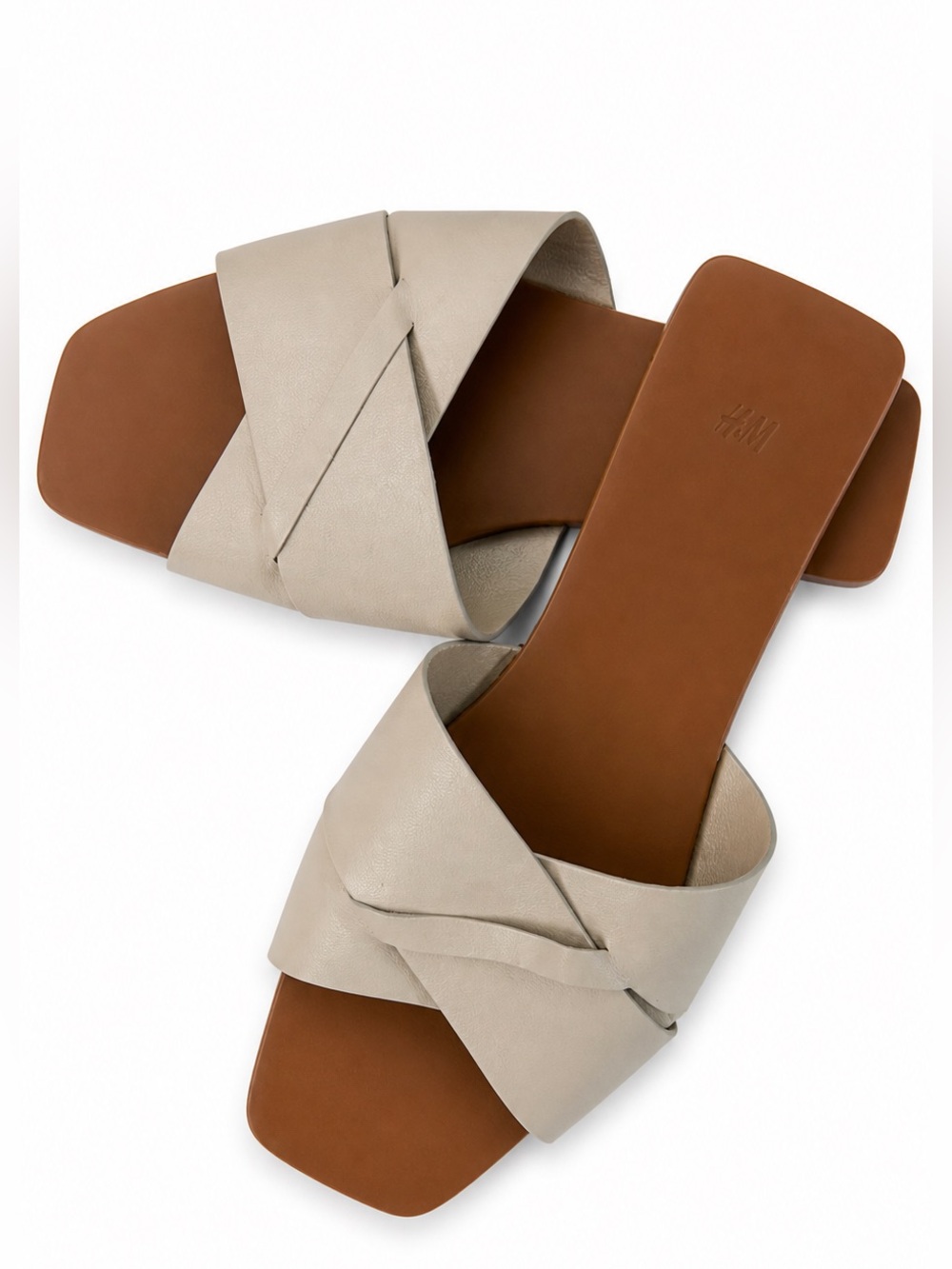 H&M Women's Crisscross Slide Sandals in Light Beige and Brown